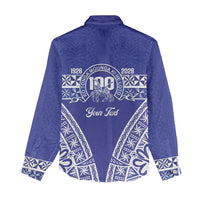 Personalised Queen Salote College Women Casual Shirt Kolisi Fefine 100th Anniversary Kupesi Blue LT14 - Polynesian Pride