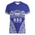 Personalised Queen Salote College Women V-Neck T-Shirt Kolisi Fefine 100th Anniversary Kupesi Blue - Polynesian Pride