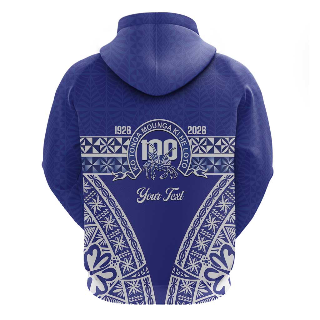 Personalised Queen Salote College Zip Hoodie Kolisi Fefine 100th Anniversary Kupesi Blue LT14 - Polynesian Pride