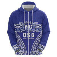 Personalised Queen Salote College Zip Hoodie Kolisi Fefine 100th Anniversary Kupesi Blue LT14 - Polynesian Pride
