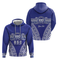 Personalised Queen Salote College Zip Hoodie Kolisi Fefine 100th Anniversary Kupesi Blue LT14 - Polynesian Pride