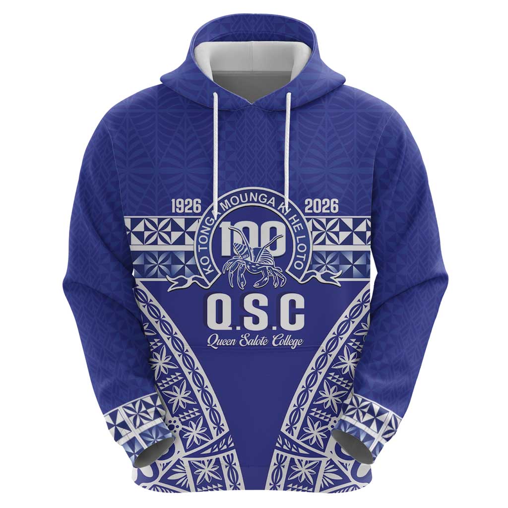 Personalised Queen Salote College Zip Hoodie Kolisi Fefine 100th Anniversary Kupesi Blue LT14 - Polynesian Pride