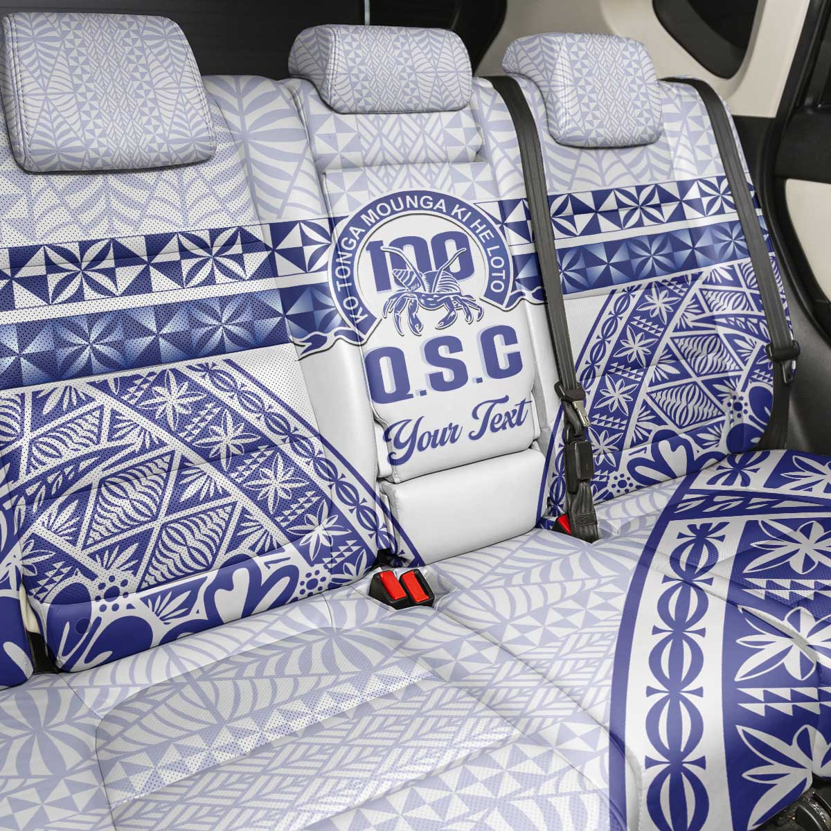 Personalised Queen Salote College Back Car Seat Cover Kolisi Fefine 100th Anniversary Kupesi White LT14 - Polynesian Pride