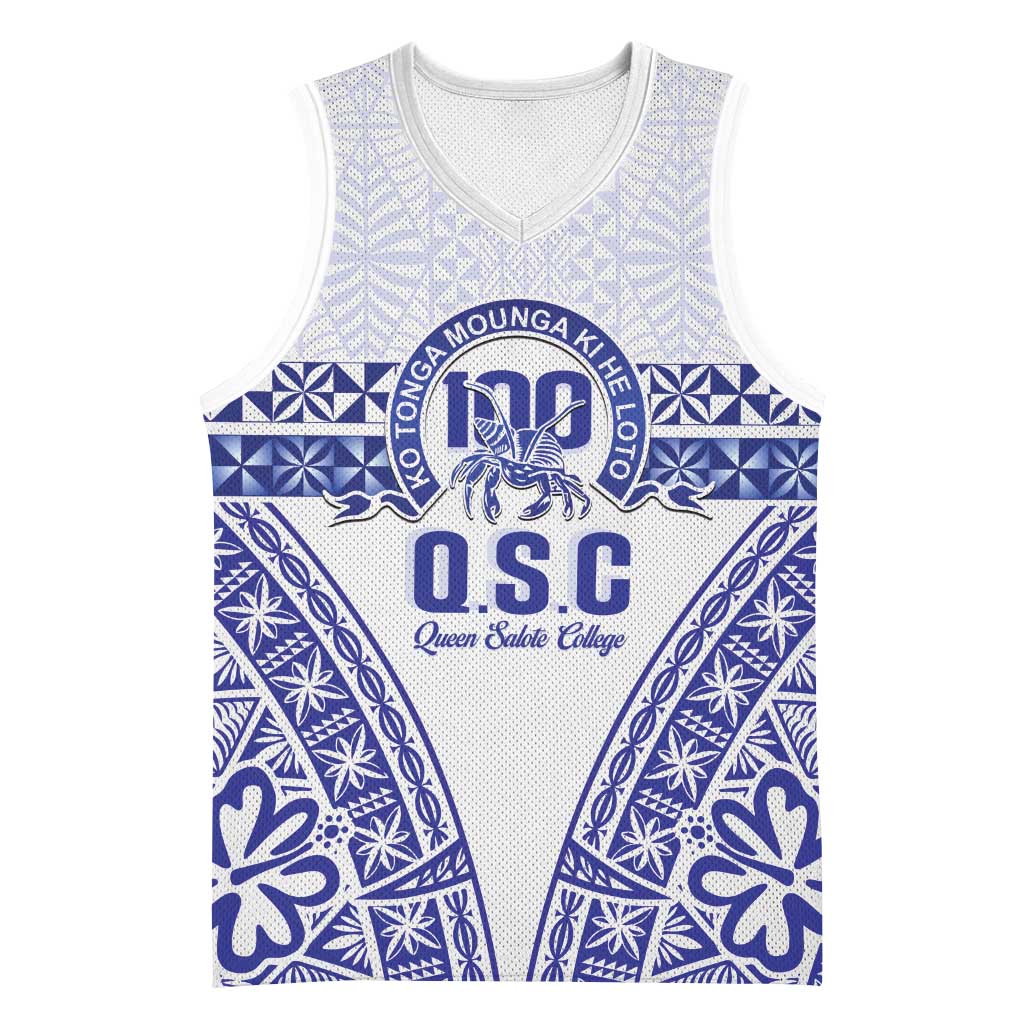 Personalised Queen Salote College Basketball Jersey Kolisi Fefine 100th Anniversary Kupesi White LT14 Unisex White - Polynesian Pride