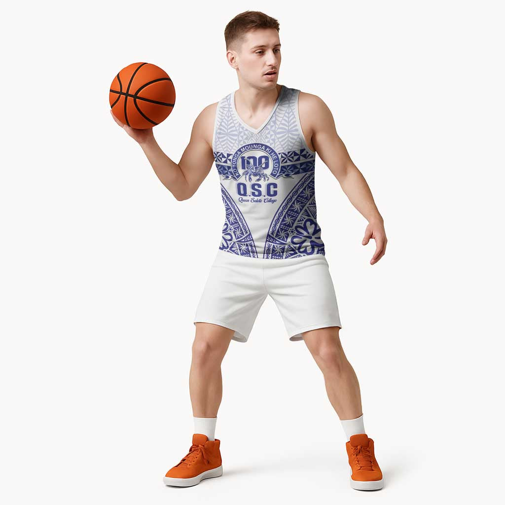 Personalised Queen Salote College Basketball Jersey Kolisi Fefine 100th Anniversary Kupesi White LT14 - Polynesian Pride