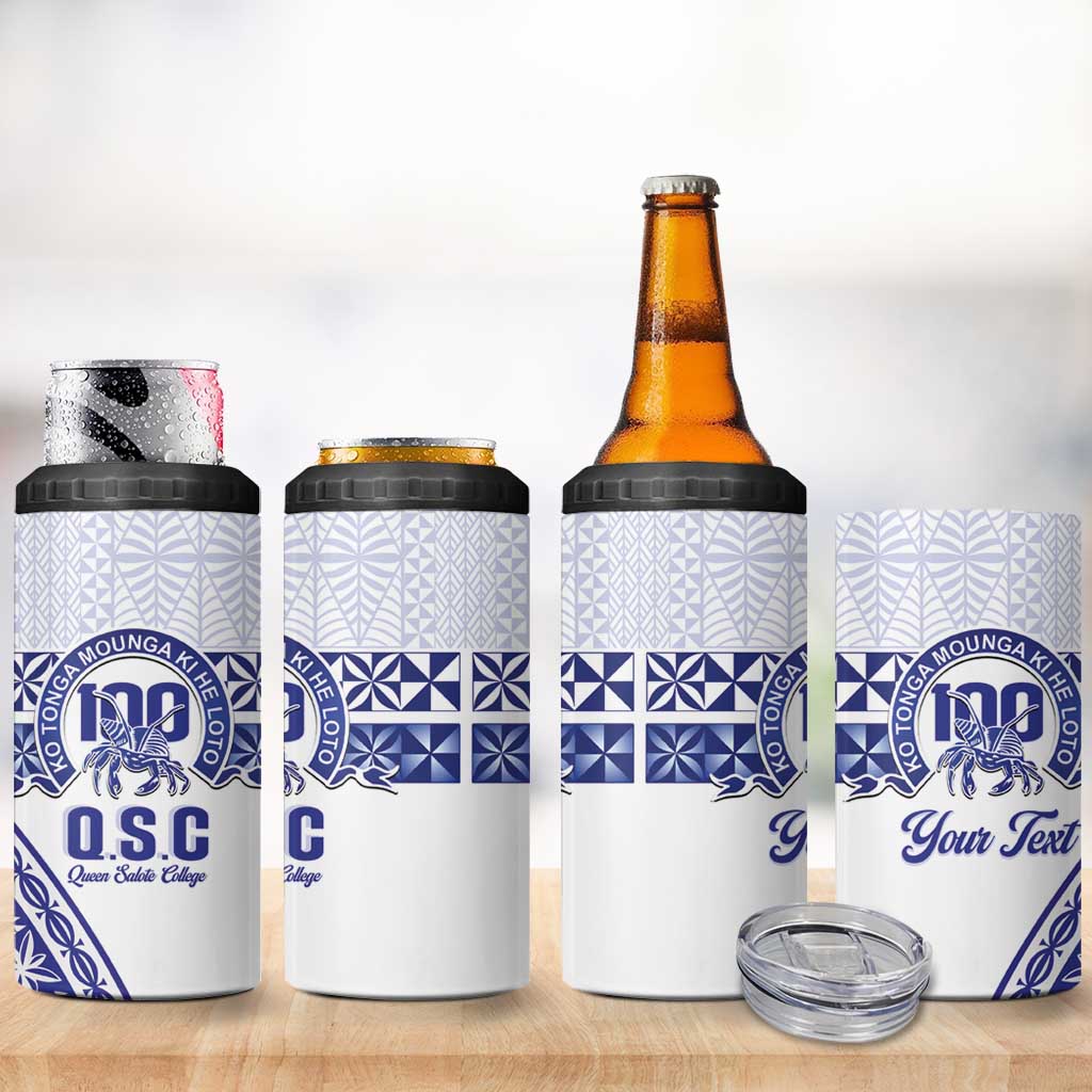 Personalised Queen Salote College 4 in 1 Can Cooler Tumbler Kolisi Fefine 100th Anniversary Kupesi White LT14 - Polynesian Pride