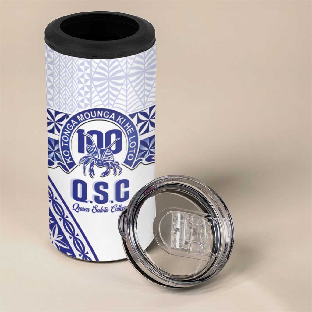 Personalised Queen Salote College 4 in 1 Can Cooler Tumbler Kolisi Fefine 100th Anniversary Kupesi White LT14 - Polynesian Pride