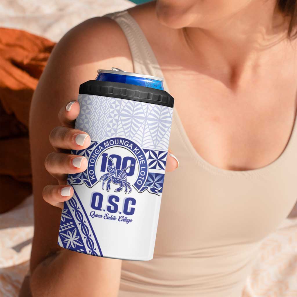 Personalised Queen Salote College 4 in 1 Can Cooler Tumbler Kolisi Fefine 100th Anniversary Kupesi White LT14 - Polynesian Pride