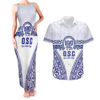 Personalised Queen Salote College Couples Matching Tank Maxi Dress and Hawaiian Shirt Kolisi Fefine 100th Anniversary Kupesi White LT14 White - Polynesian Pride