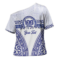 Personalised Queen Salote College Cross Shoulder Shirt Kolisi Fefine 100th Anniversary Kupesi White LT14 - Polynesian Pride