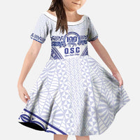 Personalised Queen Salote College Family Matching Off Shoulder Maxi Dress and Hawaiian Shirt Kolisi Fefine 100th Anniversary Kupesi White LT14 Daughter's Dress White - Polynesian Pride