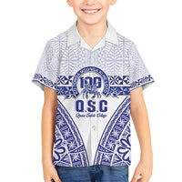 Personalised Queen Salote College Family Matching Off Shoulder Maxi Dress and Hawaiian Shirt Kolisi Fefine 100th Anniversary Kupesi White LT14 Son's Shirt White - Polynesian Pride