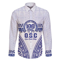 Personalised Queen Salote College Family Matching Off Shoulder Short Dress and Hawaiian Shirt Kolisi Fefine 100th Anniversary Kupesi White LT14 Dad's Shirt - Long Sleeve White - Polynesian Pride