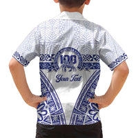 Personalised Queen Salote College Family Matching Puletasi and Hawaiian Shirt Kolisi Fefine 100th Anniversary Kupesi White LT14 - Polynesian Pride