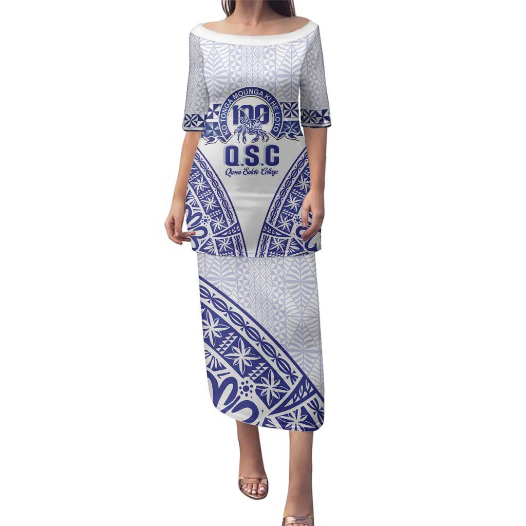Personalised Queen Salote College Family Matching Puletasi and Hawaiian Shirt Kolisi Fefine 100th Anniversary Kupesi White LT14 Mom's Dress White - Polynesian Pride