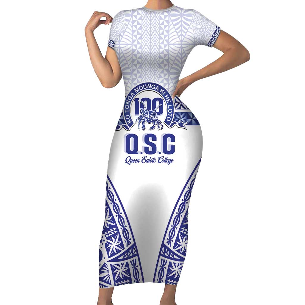 Personalised Queen Salote College Family Matching Short Sleeve Bodycon Dress and Hawaiian Shirt Kolisi Fefine 100th Anniversary Kupesi White LT14 Mom's Dress White - Polynesian Pride