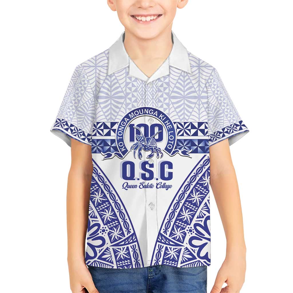 Personalised Queen Salote College Family Matching Summer Maxi Dress and Hawaiian Shirt Kolisi Fefine 100th Anniversary Kupesi White LT14 Son's Shirt White - Polynesian Pride