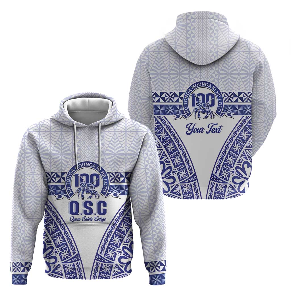 Personalised Queen Salote College Hoodie Kolisi Fefine 100th Anniversary Kupesi White LT14 - Polynesian Pride