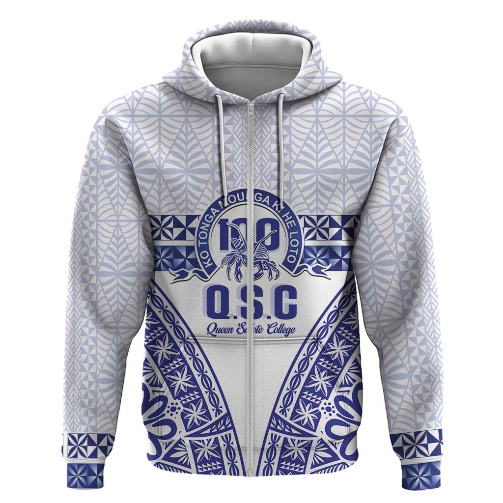 Personalised Queen Salote College Hoodie Kolisi Fefine 100th Anniversary Kupesi White LT14 Zip Hoodie White - Polynesian Pride