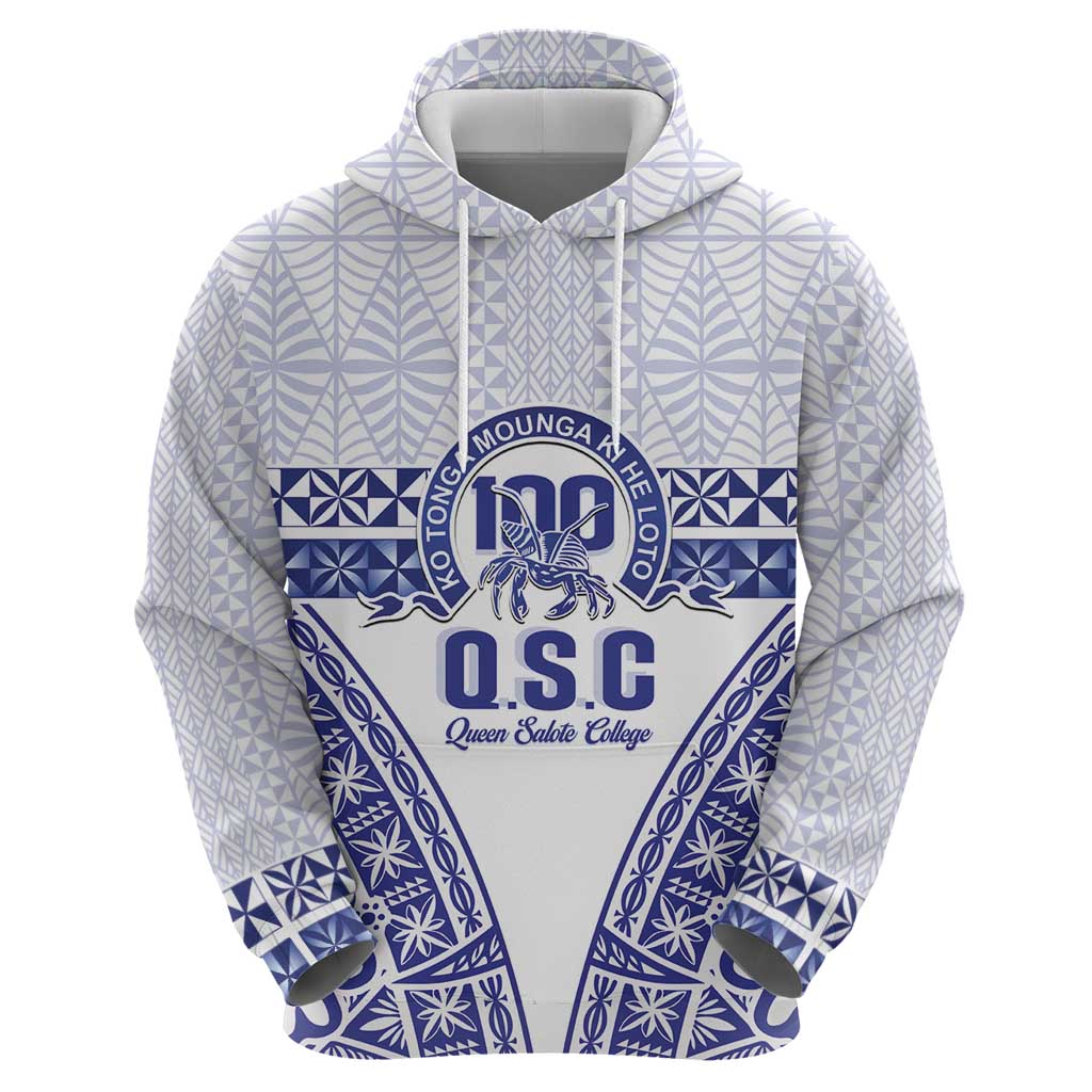 Personalised Queen Salote College Hoodie Kolisi Fefine 100th Anniversary Kupesi White LT14 - Polynesian Pride