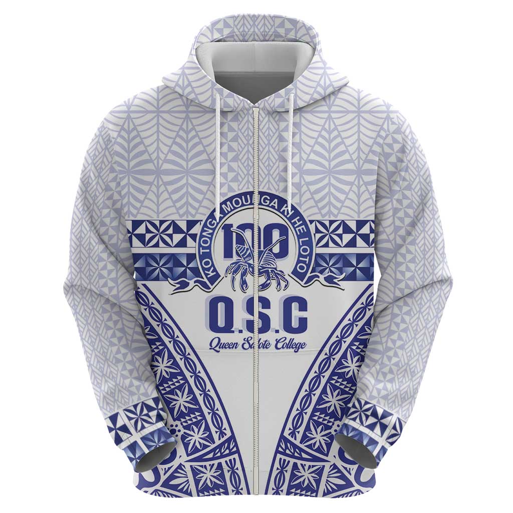 Personalised Queen Salote College Hoodie Kolisi Fefine 100th Anniversary Kupesi White LT14 - Polynesian Pride