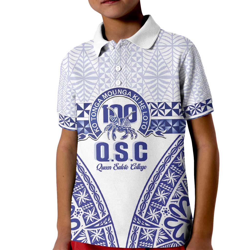 Personalised Queen Salote College Kid Polo Shirt Kolisi Fefine 100th Anniversary Kupesi White LT14 Kid White - Polynesian Pride