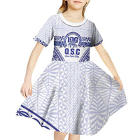 Personalised Queen Salote College Kid Short Sleeve Dress Kolisi Fefine 100th Anniversary Kupesi White LT14 - Polynesian Pride