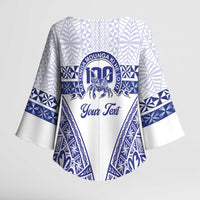 Personalised Queen Salote College Kimono Sleeve Blouse Kolisi Fefine 100th Anniversary Kupesi White LT14 - Polynesian Pride