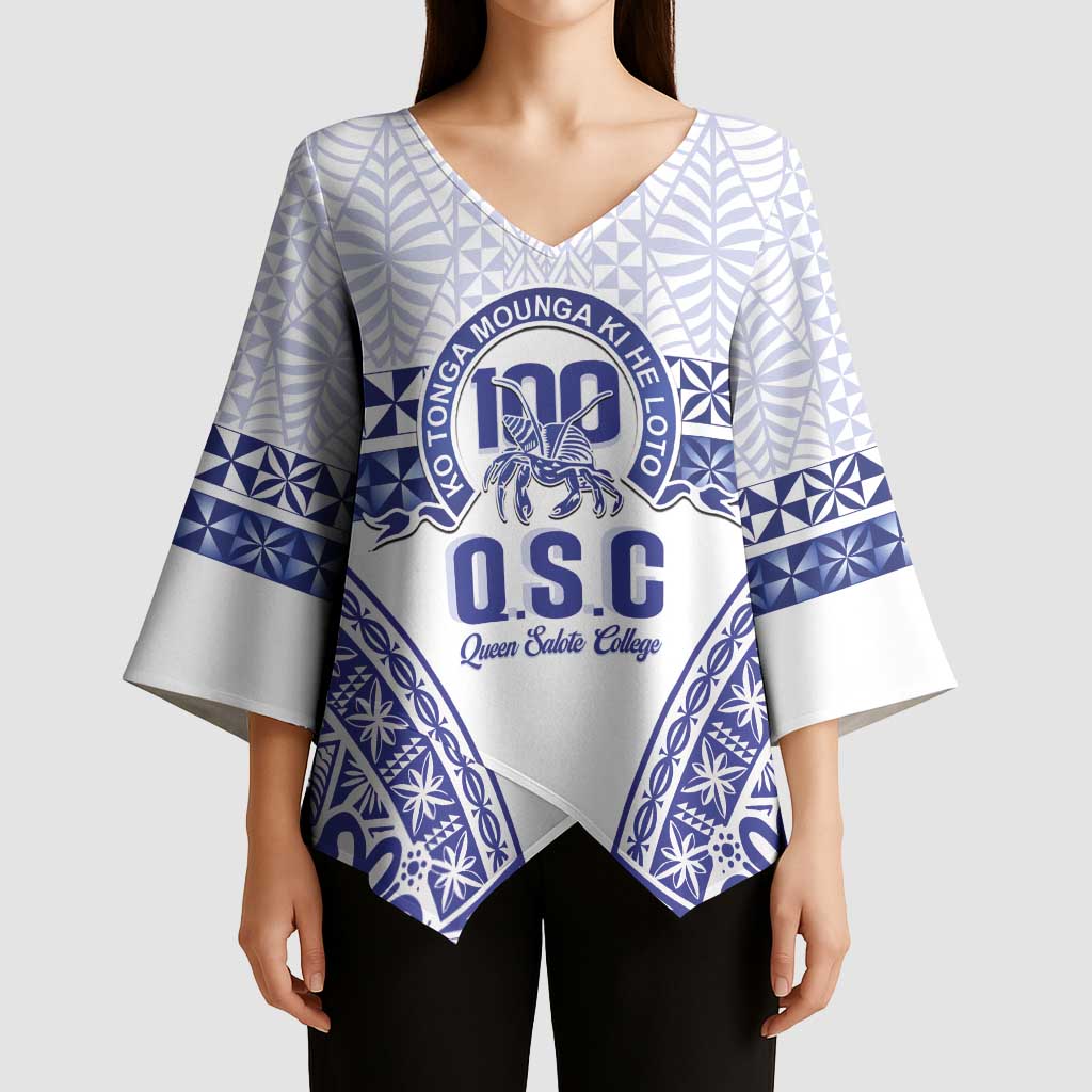Personalised Queen Salote College Kimono Sleeve Blouse Kolisi Fefine 100th Anniversary Kupesi White LT14 - Polynesian Pride