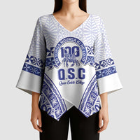Personalised Queen Salote College Kimono Sleeve Blouse Kolisi Fefine 100th Anniversary Kupesi White LT14 - Polynesian Pride
