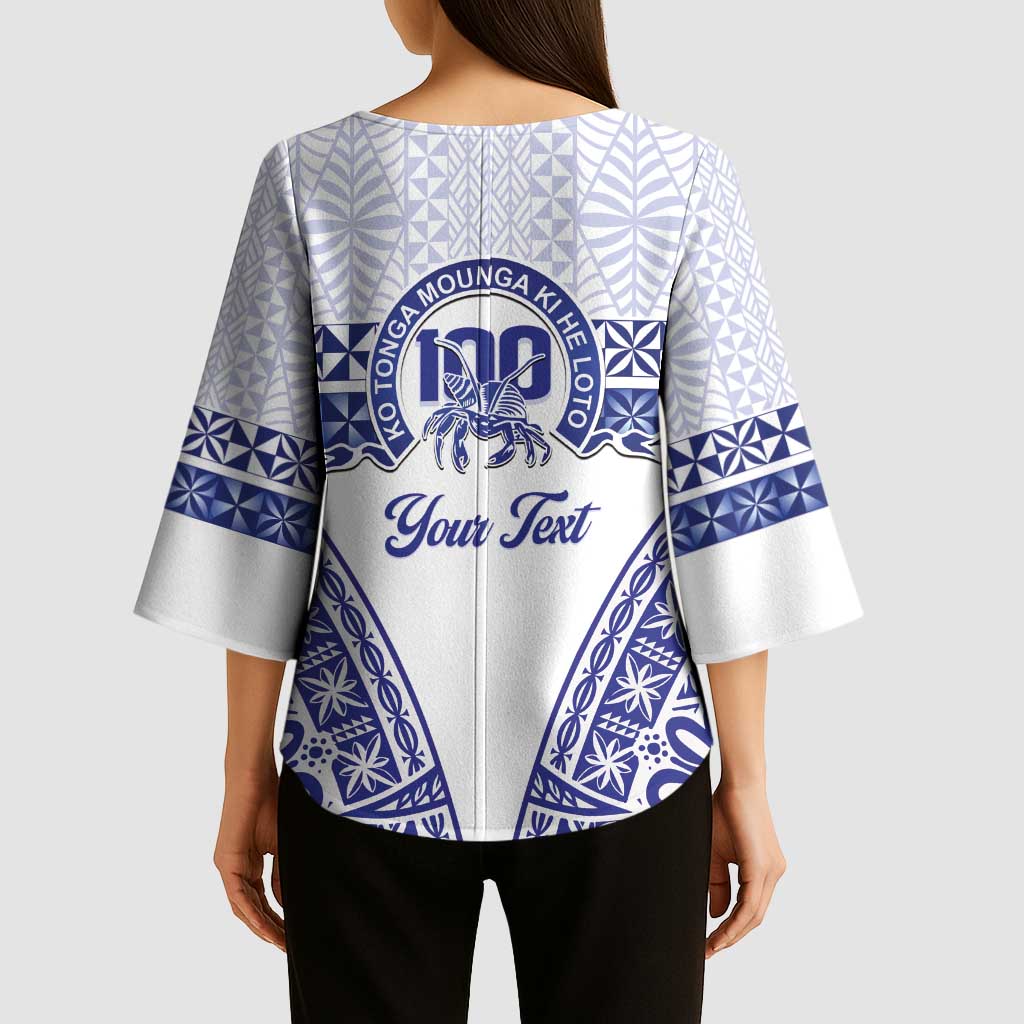 Personalised Queen Salote College Kimono Sleeve Blouse Kolisi Fefine 100th Anniversary Kupesi White LT14 - Polynesian Pride