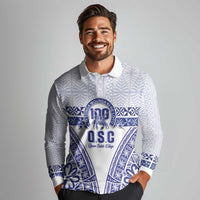 Personalised Queen Salote College Long Sleeve Polo Shirt Kolisi Fefine 100th Anniversary Kupesi White LT14 - Polynesian Pride