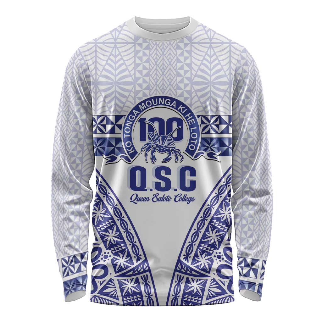 Personalised Queen Salote College Long Sleeve Shirt Kolisi Fefine 100th Anniversary Kupesi White LT14 Unisex White - Polynesian Pride