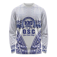 Personalised Queen Salote College Long Sleeve Shirt Kolisi Fefine 100th Anniversary Kupesi White LT14 Unisex White - Polynesian Pride