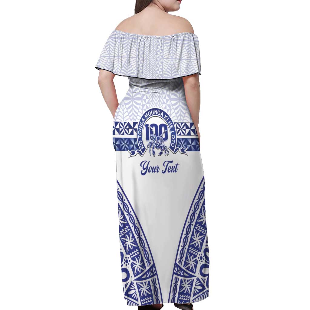 Personalised Queen Salote College Off Shoulder Maxi Dress Kolisi Fefine 100th Anniversary Kupesi White LT14 - Polynesian Pride