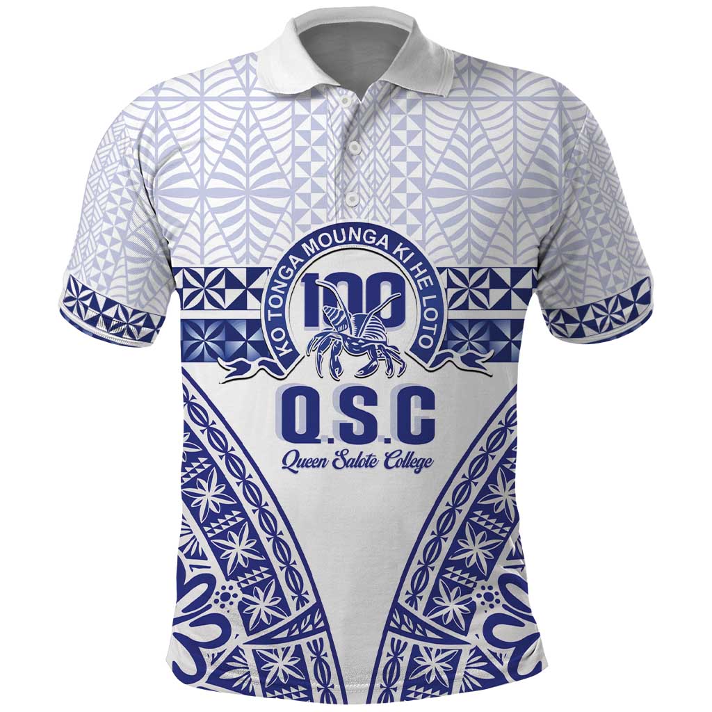 Personalised Queen Salote College Polo Shirt Kolisi Fefine 100th Anniversary Kupesi White LT14 White - Polynesian Pride