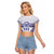 Personalised Queen Salote College Raglan Cropped T Shirt Kolisi Fefine 100th Anniversary Kupesi White - Polynesian Pride