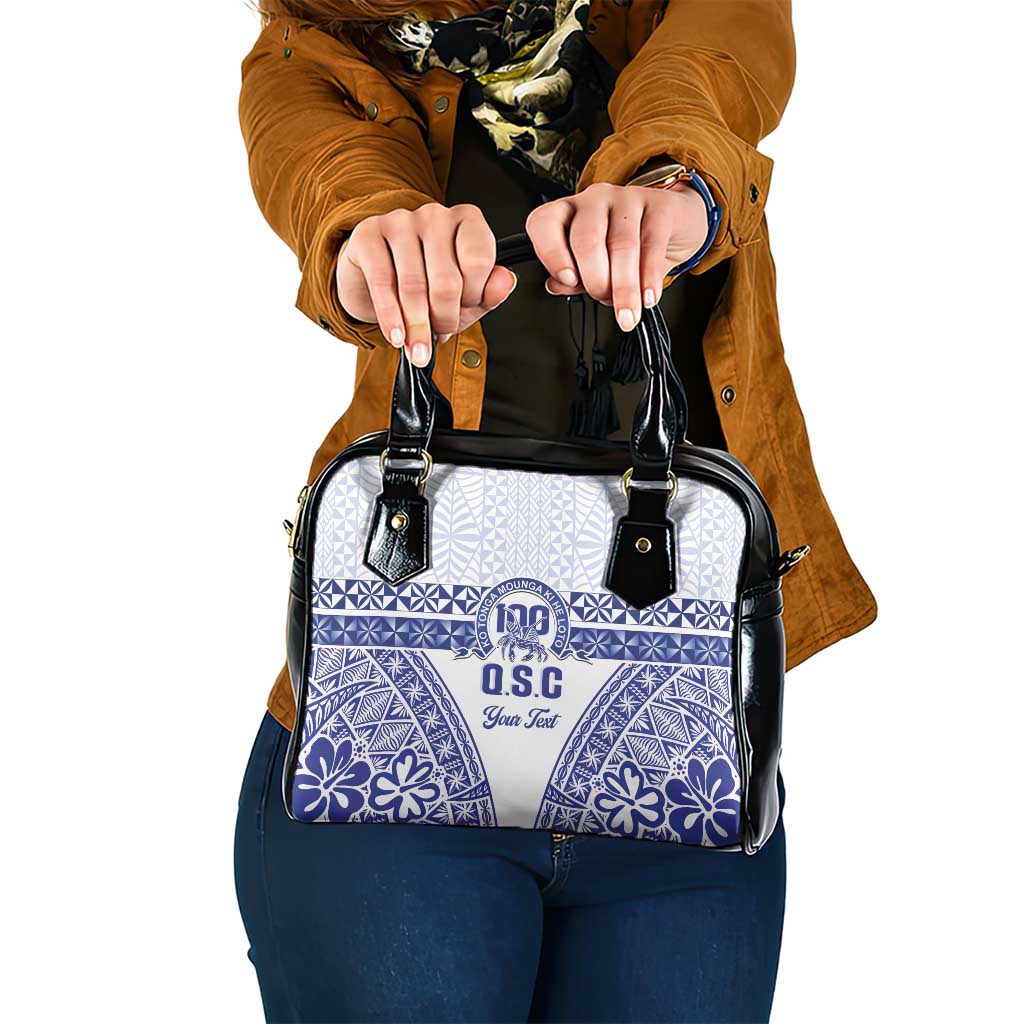 Personalised Queen Salote College Shoulder Handbag Kolisi Fefine 100th Anniversary Kupesi White - Polynesian Pride