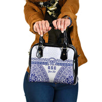 Personalised Queen Salote College Shoulder Handbag Kolisi Fefine 100th Anniversary Kupesi White - Polynesian Pride