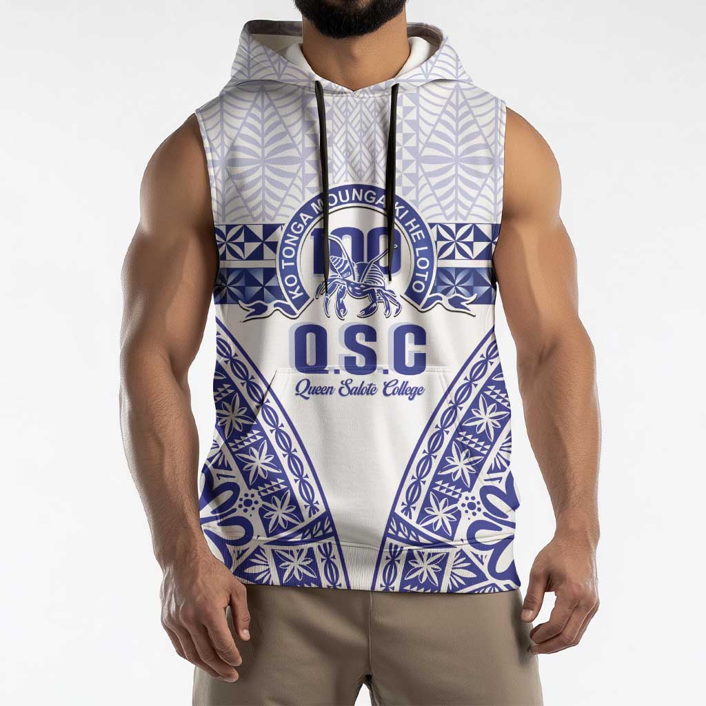 Personalised Queen Salote College Sleeveless Hoodie Kolisi Fefine 100th Anniversary Kupesi White LT14 - Polynesian Pride