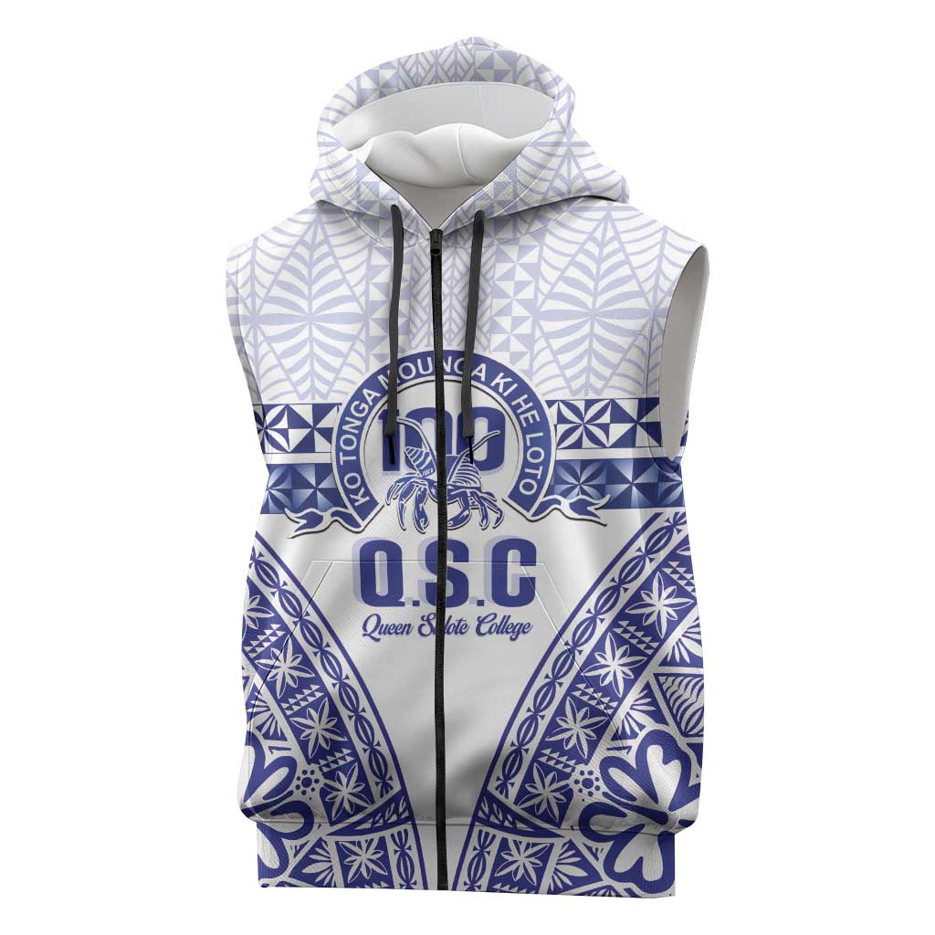 Personalised Queen Salote College Sleeveless Zip Hoodie Kolisi Fefine 100th Anniversary Kupesi White LT14 White - Polynesian Pride