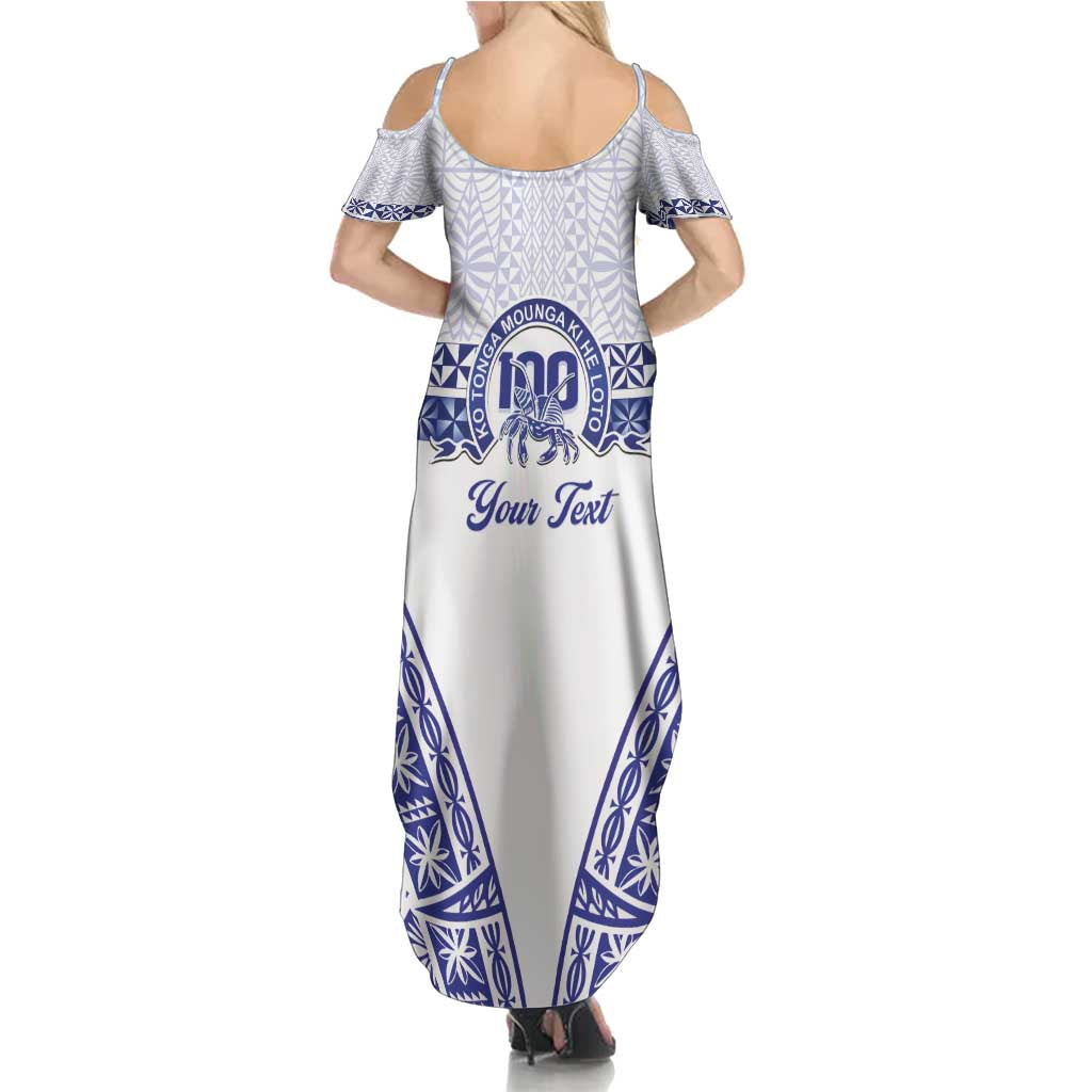 Personalised Queen Salote College Summer Maxi Dress Kolisi Fefine 100th Anniversary Kupesi White LT14 - Polynesian Pride