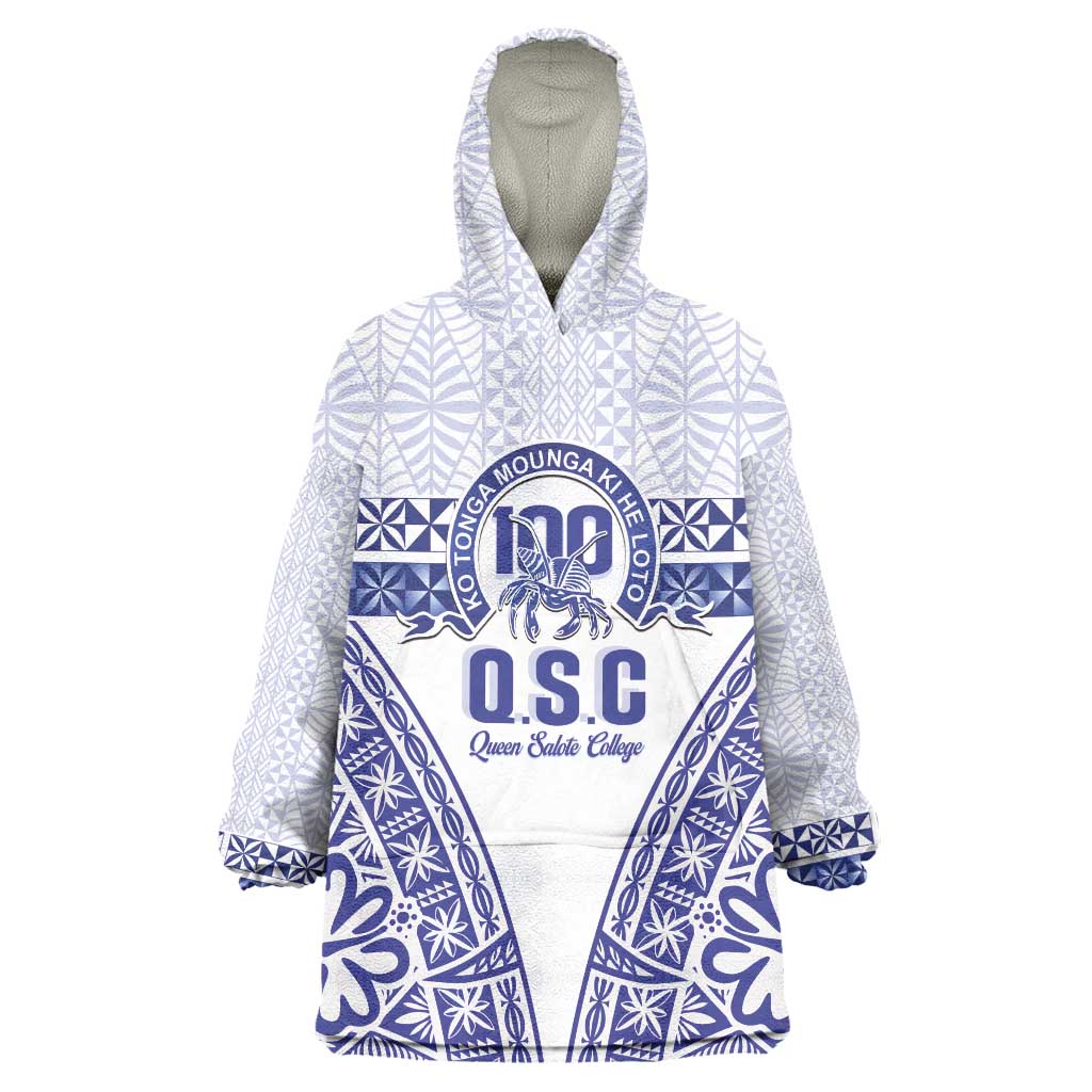 Personalised Queen Salote College Wearable Blanket Hoodie Kolisi Fefine 100th Anniversary Kupesi White LT14 One Size White - Polynesian Pride