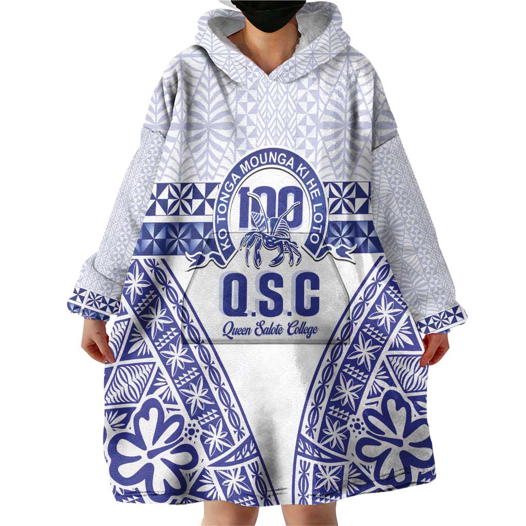 Personalised Queen Salote College Wearable Blanket Hoodie Kolisi Fefine 100th Anniversary Kupesi White LT14 - Polynesian Pride