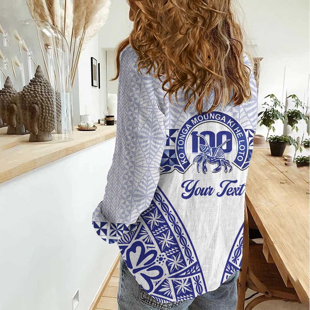 Personalised Queen Salote College Women Casual Shirt Kolisi Fefine 100th Anniversary Kupesi White LT14 - Polynesian Pride