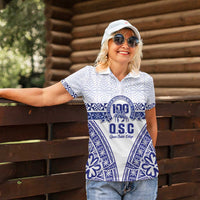 Personalised Queen Salote College Women Polo Shirt Kolisi Fefine 100th Anniversary Kupesi White - Polynesian Pride