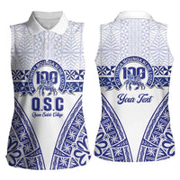 Personalised Queen Salote College Women Sleeveless Polo Shirt Kolisi Fefine 100th Anniversary Kupesi White LT14 - Polynesian Pride