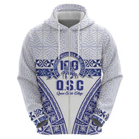 Personalised Queen Salote College Zip Hoodie Kolisi Fefine 100th Anniversary Kupesi White LT14 - Polynesian Pride