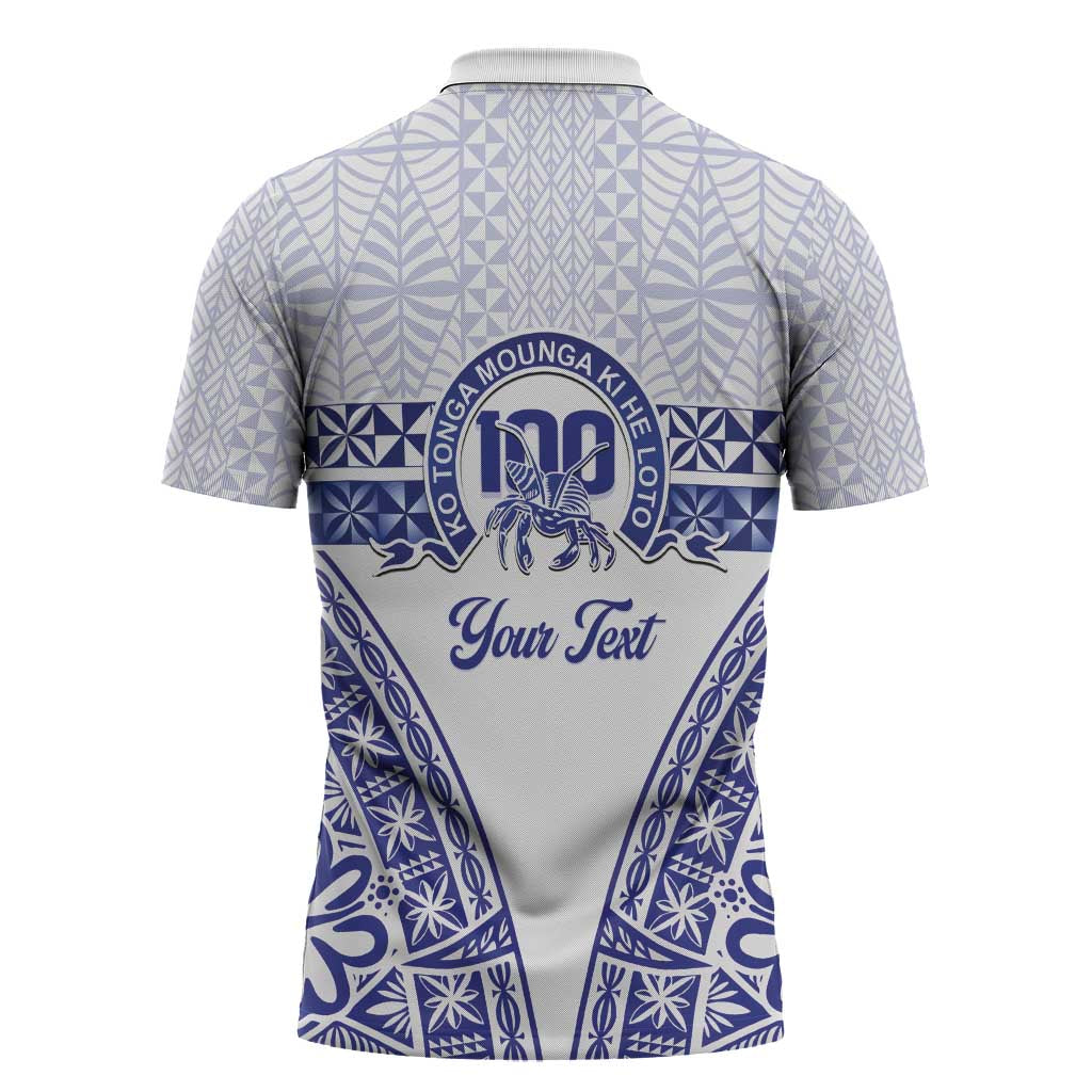 Personalised Queen Salote College Zipper Polo Shirt Kolisi Fefine 100th Anniversary Kupesi White LT14 - Polynesian Pride