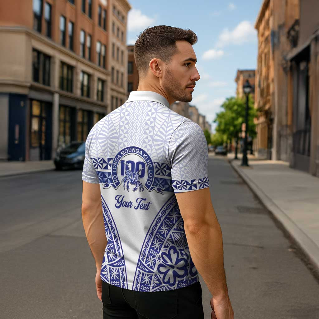 Personalised Queen Salote College Zipper Polo Shirt Kolisi Fefine 100th Anniversary Kupesi White LT14 - Polynesian Pride